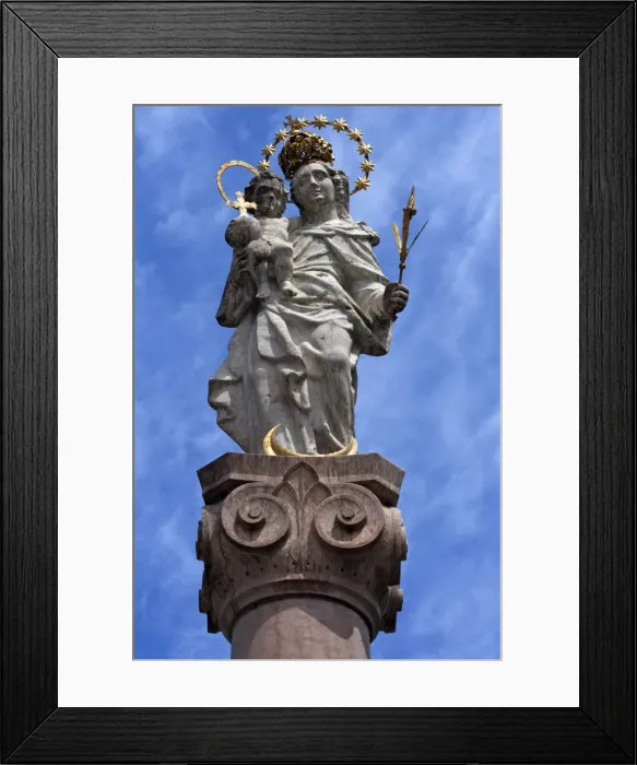 Framed Print : Marian column against a cloudy sky, Murnau, Upper Bavaria, Bavaria, Germany Framed Print : Marian column against a cloudy sky, Murnau, Upper Bavaria, Bavaria, Germany