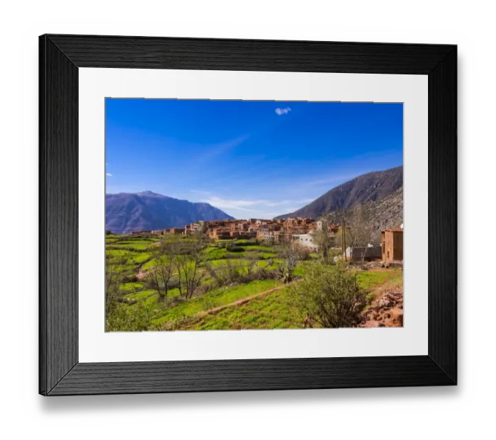 Framed Print : Atlas Mountains, mud-brick village of Anammer at the back, Ourika Valley, Marrakech-Tensift-Al Haouz, Morocco Framed Print : Atlas Mountains, mud-brick village of Anammer at the back, Ourika Valley, Marrakech-Tensift-Al Haouz, Morocco