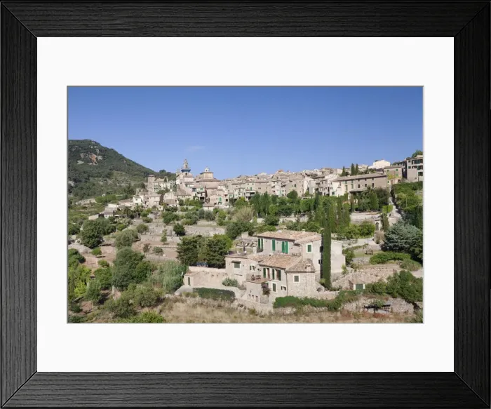 Framed Print : Townscape with Valldemossa Charterhouse and parish church of Sant Bartomeu, Valldemossa, Majorca, Balearic Islands, Spain Framed Print : Townscape with Valldemossa Charterhouse and parish church of Sant Bartomeu, Valldemossa, Majorca, Balearic Islands, Spain