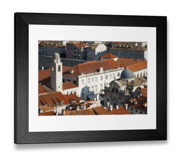 Framed Print : Bell tower, City Hall, St Blasius Church, view from the city walls, historic centre, Dubrovnik, Dalmatia, Croatia Framed Print : Bell tower, City Hall, St Blasius Church, view from the city walls, historic centre, Dubrovnik, Dalmatia, Croatia