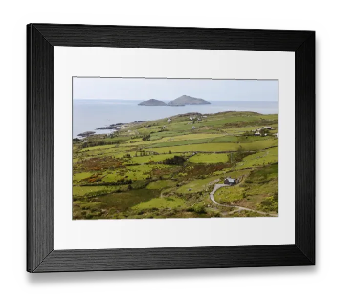 Framed Print : Coastline, Deenish Island and Scariff Island, view from Cahernageeha, Ring of Kerry, County Kerry, Ireland, British Isles, Europe Framed Print : Coastline, Deenish Island and Scariff Island, view from Cahernageeha, Ring of Kerry, County Kerry, Ireland, British Isles, Europe