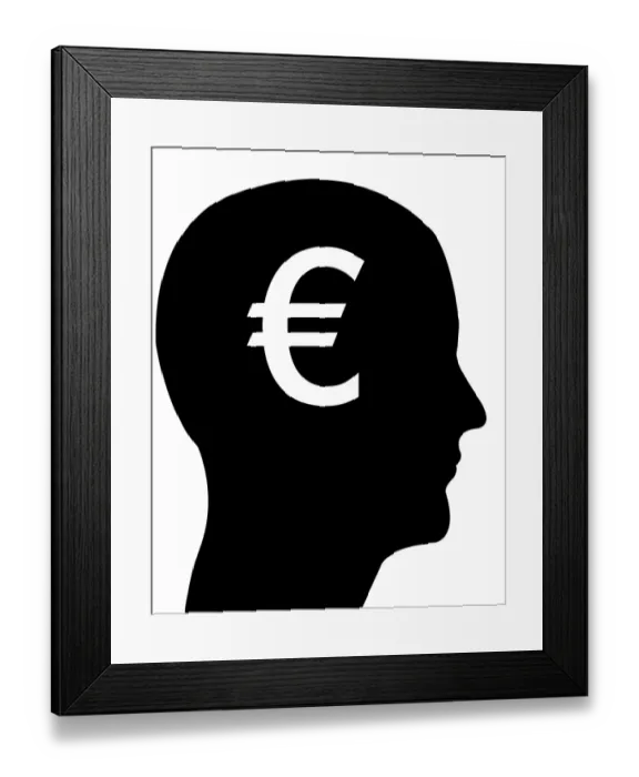 Framed Print : Head in profile with a question mark, illustration Framed Print : Head in profile with a question mark, illustration