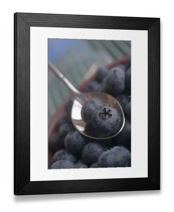 Framed Print : Blueberries with spoon