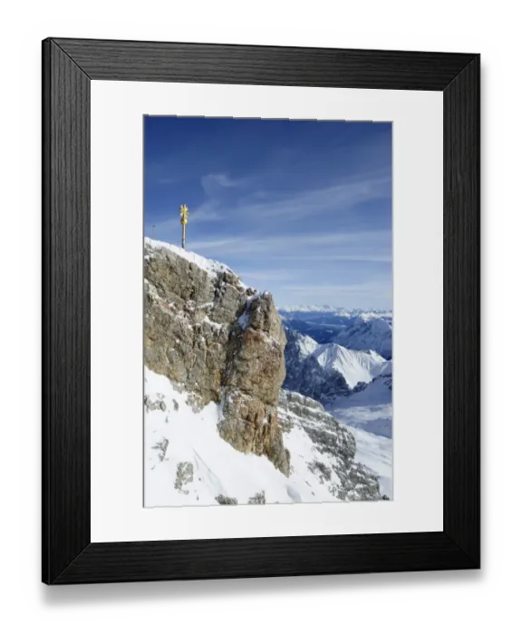 Framed Print : Mt. Zugspitze, 2962m, with the summit cross restored in 2009, Wettersteingebirge mountains, Werdenfels, Upper Bavaria, Bavaria, Germany, Europe Framed Print : Mt. Zugspitze, 2962m, with the summit cross restored in 2009, Wettersteingebirge mountains, Werdenfels, Upper Bavaria, Bavaria, Germany, Europe