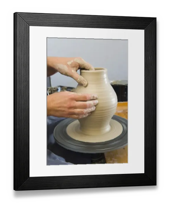 Framed Print : Ceramic artist working in her workshop with a potters wheel, turning a vase, Geisenhausen, Bavaria, Germany, Europe Framed Print : Ceramic artist working in her workshop with a potters wheel, turning a vase, Geisenhausen, Bavaria, Germany, Europe