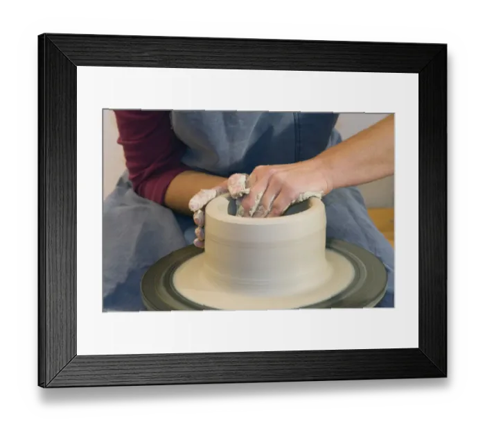 Framed Print : Ceramic artist working in her workshop with a potters wheel, pulling a cylinder, Geisenhausen, Bavaria, Germany, Europe Framed Print : Ceramic artist working in her workshop with a potters wheel, pulling a cylinder, Geisenhausen, Bavaria, Germany, Europe