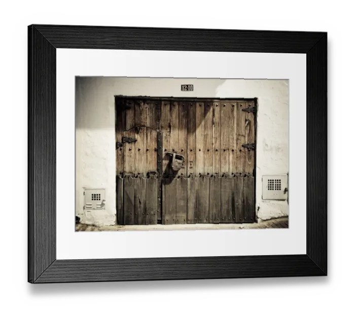 Framed Print : Old wooden door with a large padlock, Bogota, Colombia, South America Framed Print : Old wooden door with a large padlock, Bogota, Colombia, South America