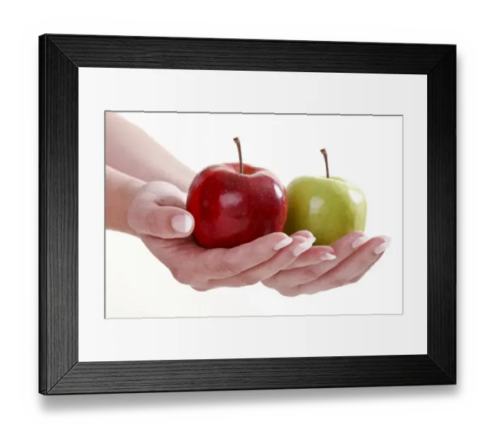 Framed Print : Hands holding red and green apple Framed Print : Hands holding red and green apple