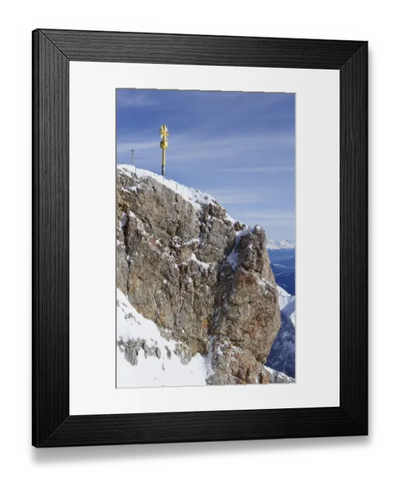 Framed Print : Mt. Zugspitze, 2962m, with its summer cross restored in 2009, Wettersteingebirge mountains, Werdenfels, Upper Bavaria, Bavaria, Germany, Europe Framed Print : Mt. Zugspitze, 2962m, with its summer cross restored in 2009, Wettersteingebirge mountains, Werdenfels, Upper Bavaria, Bavaria, Germany, Europe