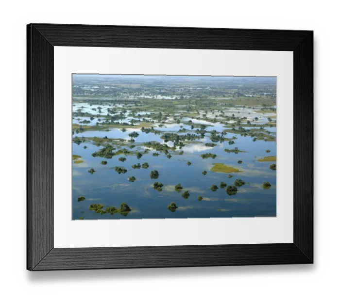 Framed Print : Aerial view, Okavango Delta, Botswana, Africa Framed Print : Aerial view, Okavango Delta, Botswana, Africa