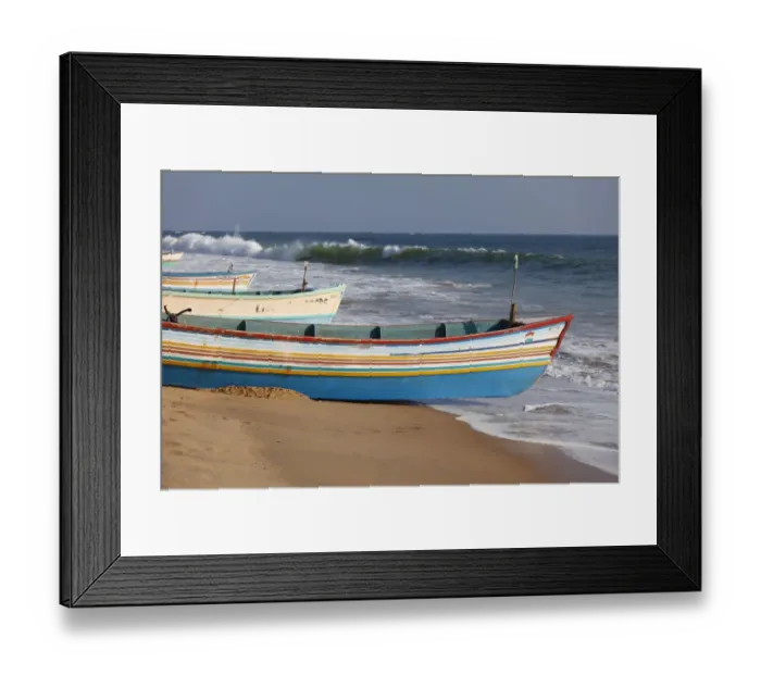 Framed Print : Colorful fishing boats on the beach, Somatheeram Beach, Malabarian Coast, Malabar, Kerala, India, Asia Framed Print : Colorful fishing boats on the beach, Somatheeram Beach, Malabarian Coast, Malabar, Kerala, India, Asia