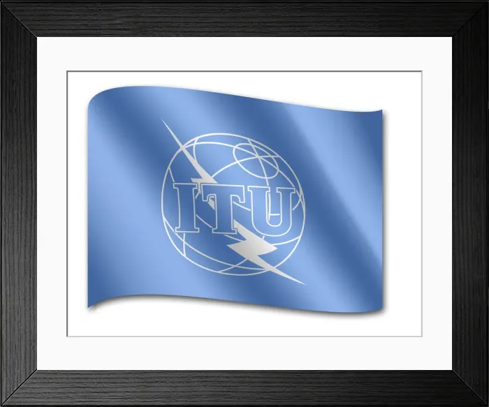 Framed Print : Flag of the International Telecommunication Union, ITU Framed Print : Flag of the International Telecommunication Union, ITU