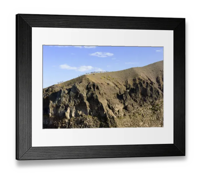 Framed Print : Morning mood with tourists on the summit Mt. Vesuvius, Campania, Italy, Europe