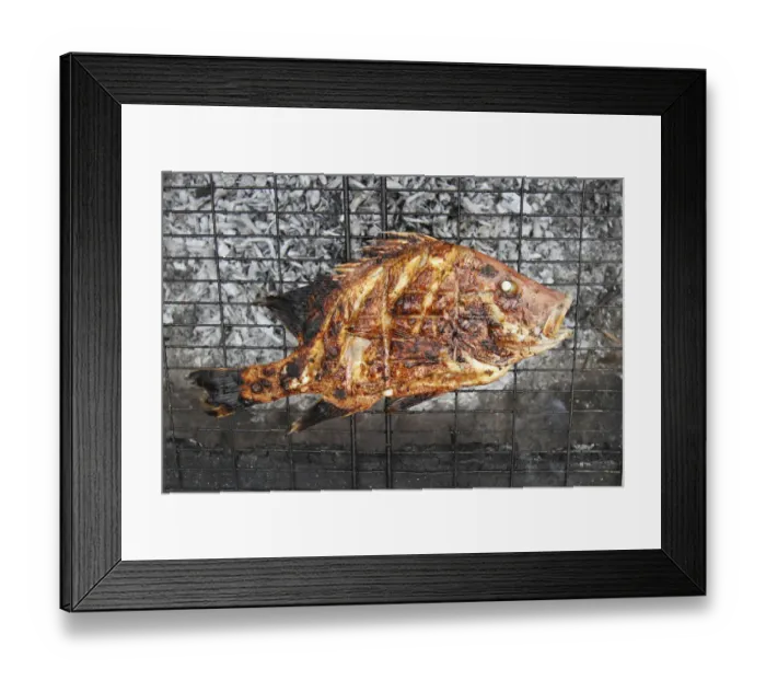 Framed Print : Grilled fish on a grid Framed Print : Grilled fish on a grid