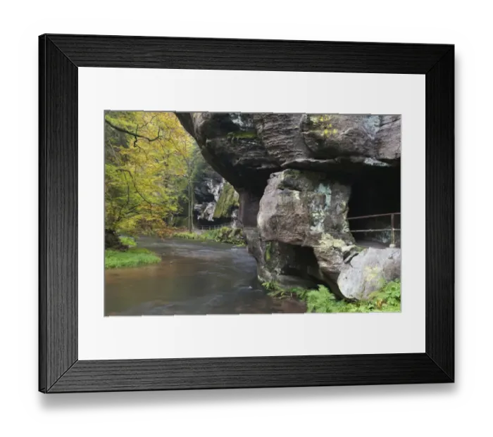 Framed Print : Edmundova Soutěska gorge, Kamenice river, autumn, Bohemian Switzerland, Czech Republic, Europe