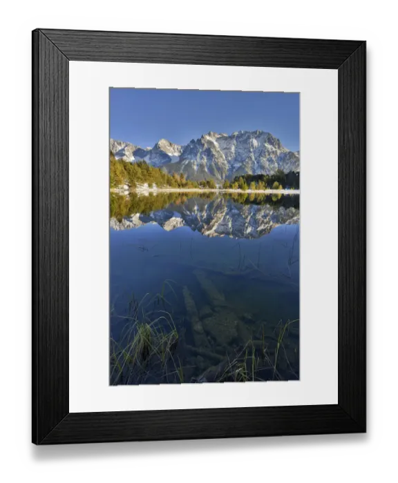 Framed Print : Lake Luttensee and Westliche Karwendelspitze, Mittenwald, Bavaria, Germany