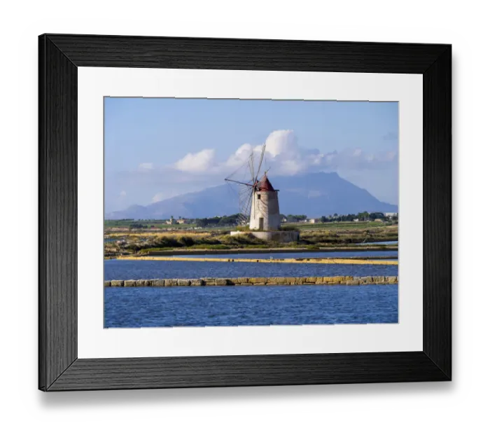Framed Print : Ettore Infersa Saltworks windmill, Marsala, Laguna dello Stagnone, Province of Trapani, Sicily, Italy Framed Print : Ettore Infersa Saltworks windmill, Marsala, Laguna dello Stagnone, Province of Trapani, Sicily, Italy