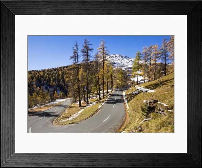 Framed Print : Albula pass road, autumn, Engadin, Canton of Graubunden, Switzerland Framed Print : Albula pass road, autumn, Engadin, Canton of Graubunden, Switzerland