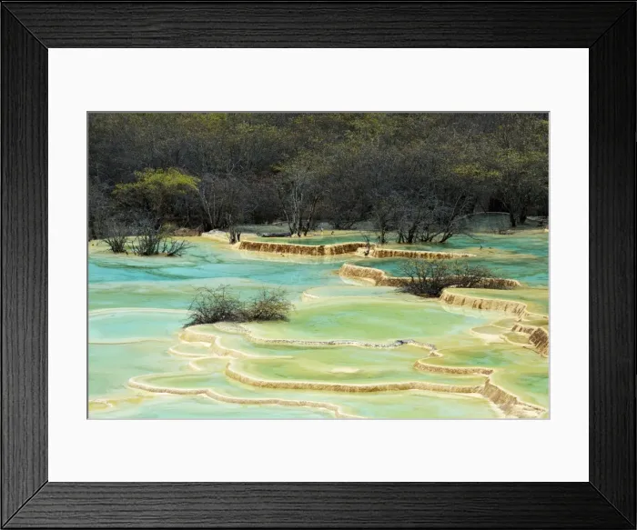 Framed Print : Lime terraces with lakes, Huanglong National Park, Sichuan Province, China Framed Print : Lime terraces with lakes, Huanglong National Park, Sichuan Province, China