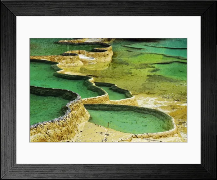 Framed Print : Lime terraces with lakes, Huanglong National Park, Sichuan Province, China Framed Print : Lime terraces with lakes, Huanglong National Park, Sichuan Province, China