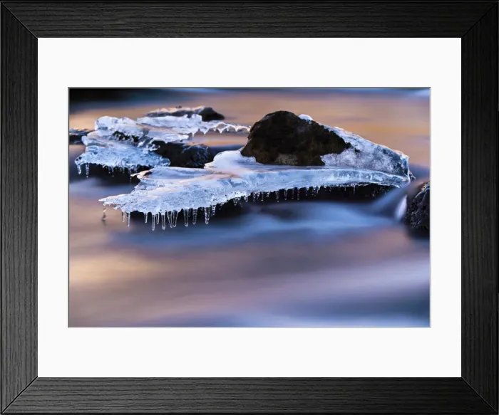 Framed Print : Djupin river, with ice and rocks at sunrise, Vik, Iceland Framed Print : Djupin river, with ice and rocks at sunrise, Vik, Iceland