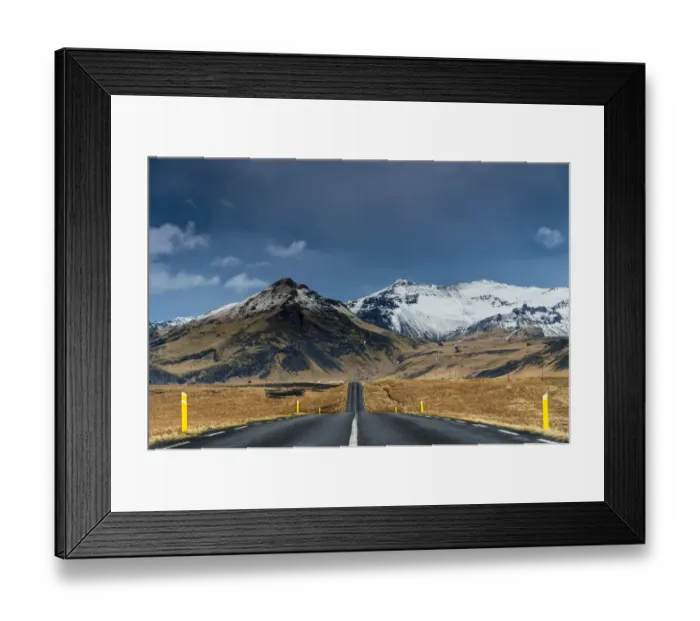Framed Print : Road with a mountain landscape, near Vik, Iceland Framed Print : Road with a mountain landscape, near Vik, Iceland
