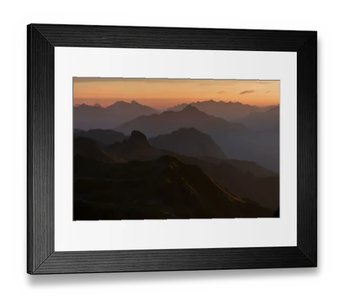 Framed Print : Sunrise above the Montafon mountains, Gargellen, Montafon, Vorarlberg, Austria Framed Print : Sunrise above the Montafon mountains, Gargellen, Montafon, Vorarlberg, Austria