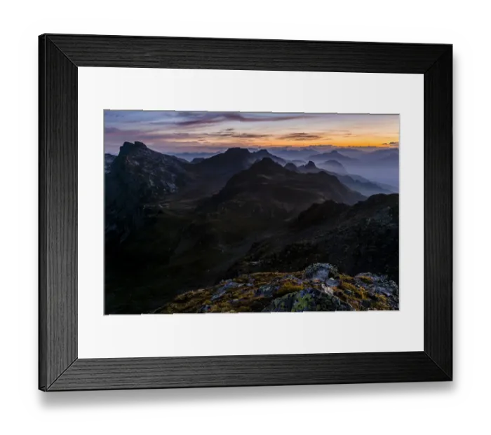 Framed Print : Sunrise above the Montafon mountains, Gargellen, Montafon, Vorarlberg, Austria Framed Print : Sunrise above the Montafon mountains, Gargellen, Montafon, Vorarlberg, Austria