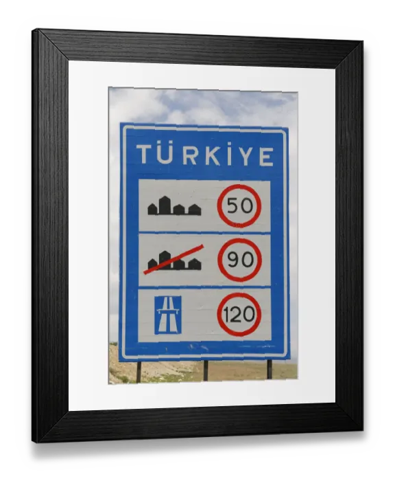 Framed Print : Speed limit sign at the Turkish border, Dogubeyazit, Eastern Anatolia Region, Anatolia Province, Turkey Framed Print : Speed limit sign at the Turkish border, Dogubeyazit, Eastern Anatolia Region, Anatolia Province, Turkey