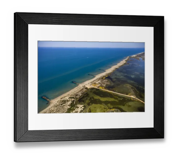 Framed Print : Mediterranean coast, brackish water area of ??the Etang de Melegal, Le Grau-du-Roi, Camargue, Languedoc-Roussillon, France