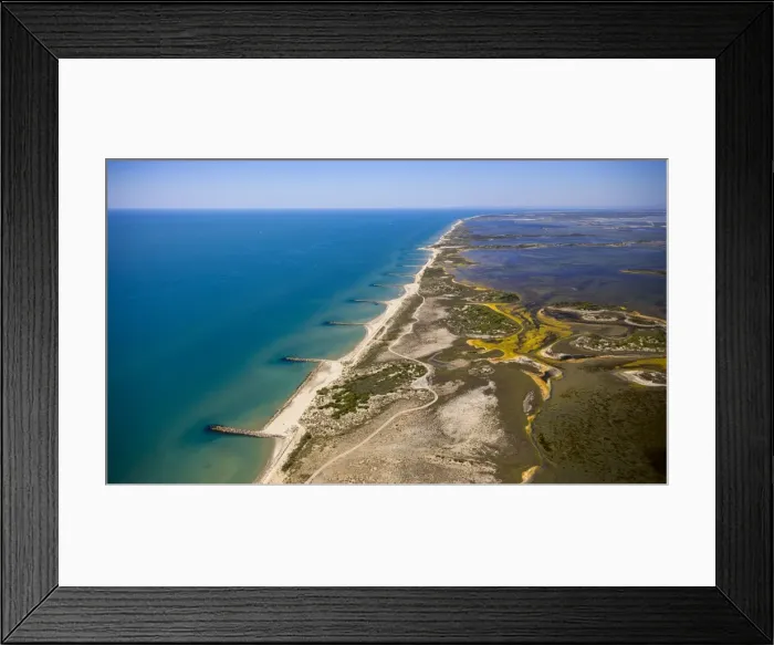 Framed Print : Mediterranean coast, brackish water area of ??the Etang de Melegal, Le Grau-du-Roi, Camargue, Languedoc-Roussillon, France Framed Print : Mediterranean coast, brackish water area of ??the Etang de Melegal, Le Grau-du-Roi, Camargue, Languedoc-Roussillon, France
