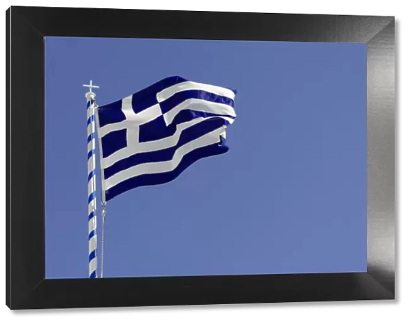 Greek Flag, Thira, Santorin, Cyclades, Greece