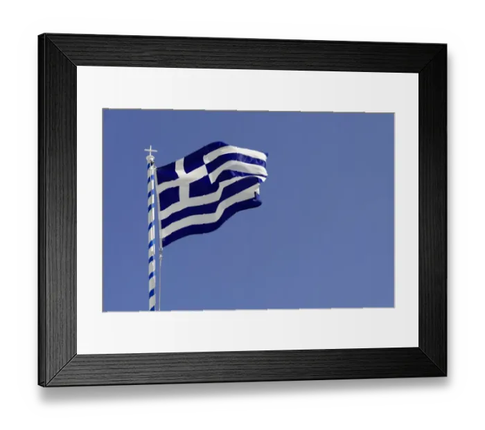 Framed Print : Greek Flag, Thira, Santorin, Cyclades, Greece Framed Print : Greek Flag, Thira, Santorin, Cyclades, Greece