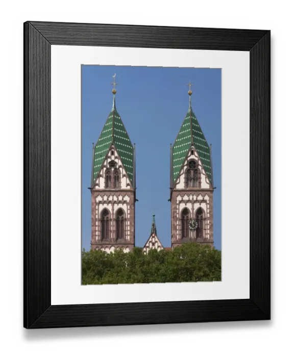Framed Print : Towers of the Herz Jesu-Kirche, or Sacred Heart Church, built in the style of Historicism, consecrated in 1897, Freiburg, Baden-Wurttemberg, Germany Framed Print : Towers of the Herz Jesu-Kirche, or Sacred Heart Church, built in the style of Historicism, consecrated in 1897, Freiburg, Baden-Wurttemberg, Germany