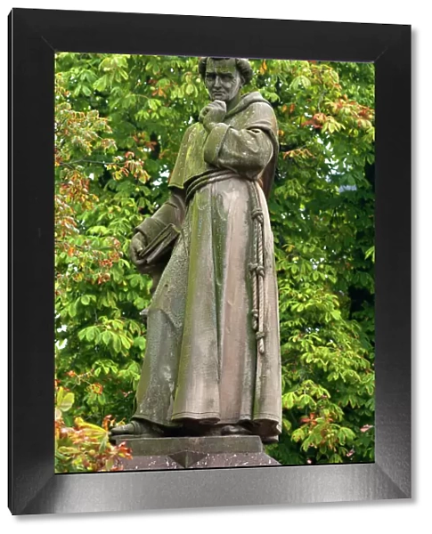 Monument to Berthold Schwarz, alchemist in the 14th century, inventor of gunpowder, Freiburg, Baden-Wurttemberg, Germany