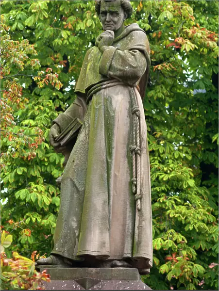 Monument to Berthold Schwarz, alchemist in the 14th century, inventor of gunpowder, Freiburg, Baden-Wurttemberg, Germany