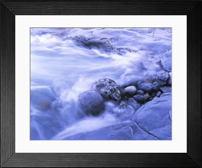 Framed Print : Rocks are shaped in a pool, pool with rocks, surf zone, water in motion, Burren Coast, County Clare, Ireland