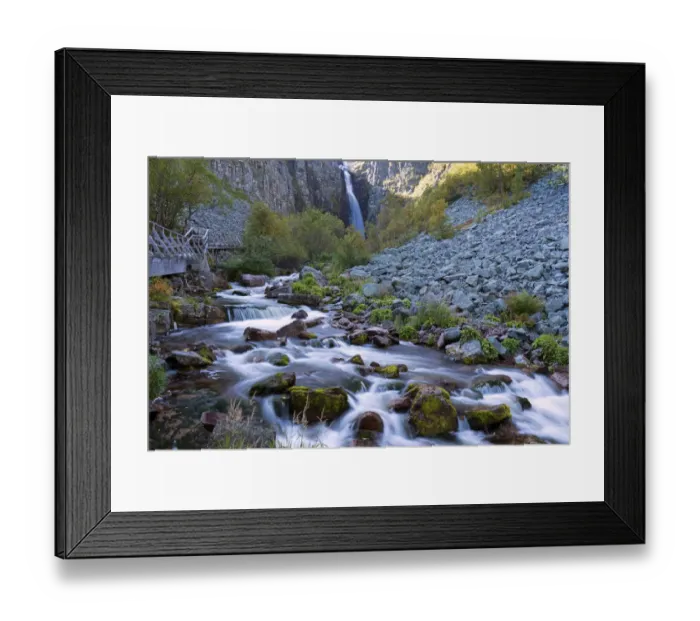Framed Print : Njupeskar, the highest waterfall in Sweden, Fulufjallet National Park, Dalarnas lan, Dalarna County, Sweden