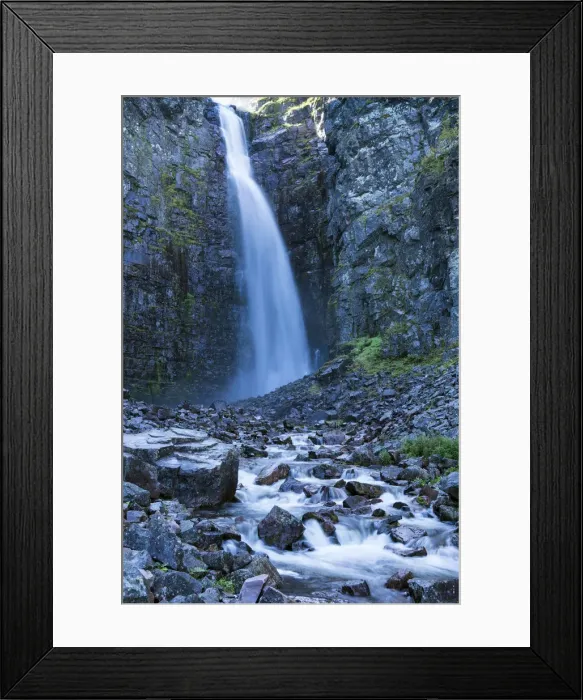 Framed Print : Njupeskar, the highest waterfall in Sweden, Fulufjallet National Park, Dalarnas lan, Dalarna County, Sweden