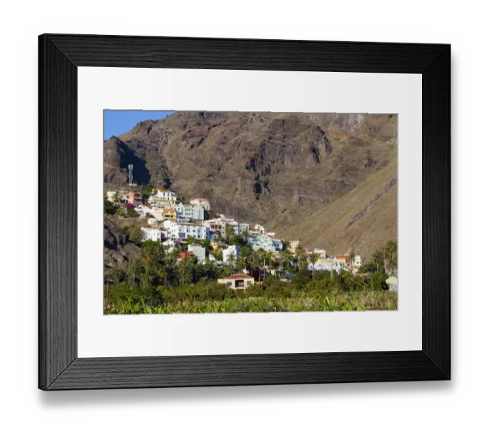 Framed Print : Village of La Calera on a mountain slope, La Calera, Valle Gran Rey, Canary Islands, Spain Framed Print : Village of La Calera on a mountain slope, La Calera, Valle Gran Rey, Canary Islands, Spain