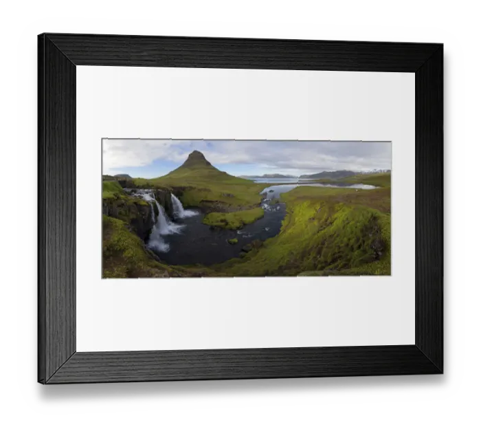 Framed Print : Waterfall near Grundarfjordur, Kirkjufell and Grundafjordur at the back, Snaefellsnes peninsula, Iceland Framed Print : Waterfall near Grundarfjordur, Kirkjufell and Grundafjordur at the back, Snaefellsnes peninsula, Iceland