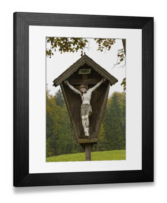 Framed Print : Wayside cross, Samerberg, Chiemgau, Upper Bavaria, Bavaria, Germany Framed Print : Wayside cross, Samerberg, Chiemgau, Upper Bavaria, Bavaria, Germany