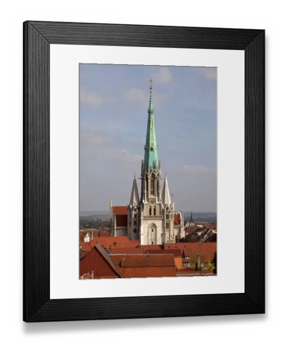 Framed Print : Spire of Marienkirche Church in Muhlhausen, Unstrut Hainich district, Thuringia, Germany Framed Print : Spire of Marienkirche Church in Muhlhausen, Unstrut Hainich district, Thuringia, Germany