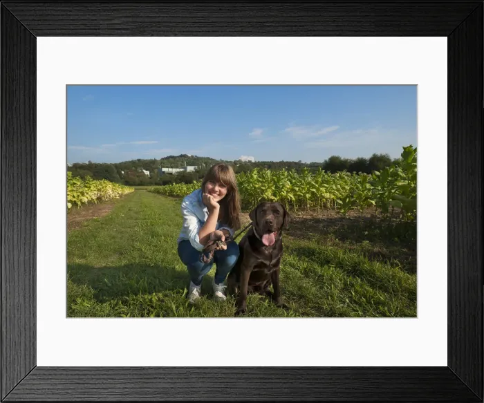 Framed Print : Girl with her Labrador, Ringsheim, Baden-Wurttemberg, Germany Framed Print : Girl with her Labrador, Ringsheim, Baden-Wurttemberg, Germany