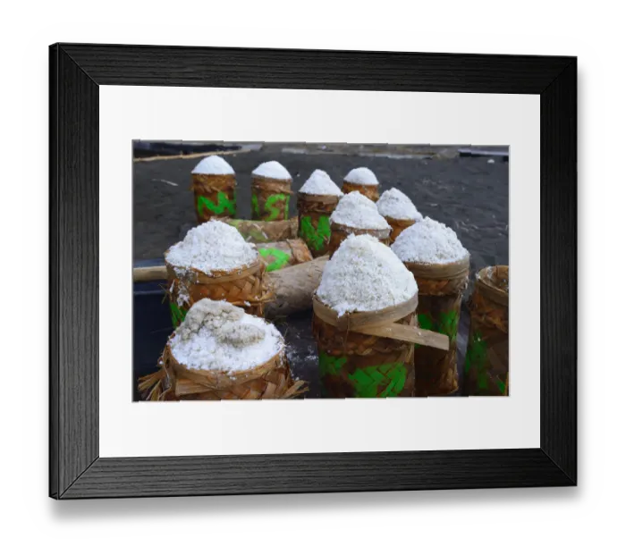 Framed Print : Harvested sea salt, packed to dry, known as Fleur de Sel, North Bali, Bali, Indonesia Framed Print : Harvested sea salt, packed to dry, known as Fleur de Sel, North Bali, Bali, Indonesia