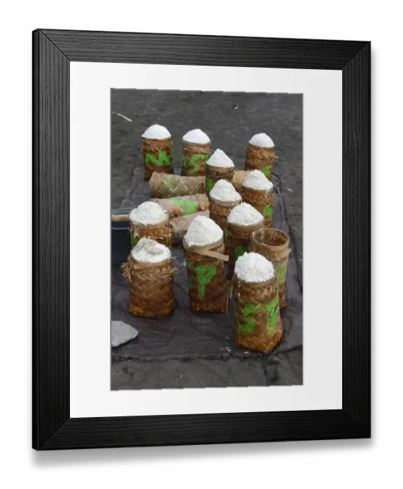 Framed Print : Harvested sea salt, packed to dry, known as Fleur de Sel, North Bali, Bali, Indonesia Framed Print : Harvested sea salt, packed to dry, known as Fleur de Sel, North Bali, Bali, Indonesia