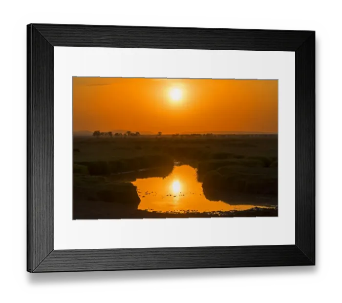 Framed Print : Sunrise with reflections in a lake, Msai Mara National Reserve, Kenya Framed Print : Sunrise with reflections in a lake, Msai Mara National Reserve, Kenya