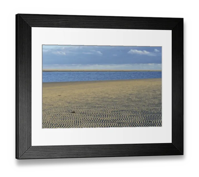 Framed Print : Ripple patterns in front of a tidal creek on the western beach of Spiekeroog, East Frisia, Lower Saxony, Germany Framed Print : Ripple patterns in front of a tidal creek on the western beach of Spiekeroog, East Frisia, Lower Saxony, Germany