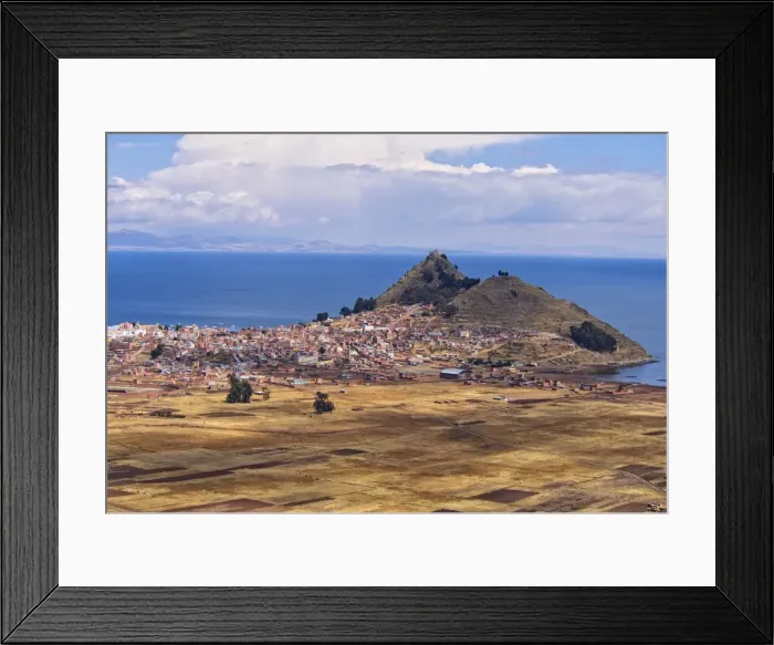 Framed Print : The town of Copacabana on the shores of the lake Titicaca, Bolivian plateau Altiplano, La Paz, Bolivia Framed Print : The town of Copacabana on the shores of the lake Titicaca, Bolivian plateau Altiplano, La Paz, Bolivia