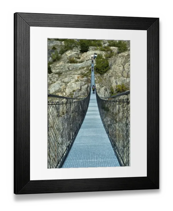 Framed Print : Stressed-ribbon bridge across Massa Gorge, Belalp tourism region, Canton of Valais, Switzerland Framed Print : Stressed-ribbon bridge across Massa Gorge, Belalp tourism region, Canton of Valais, Switzerland